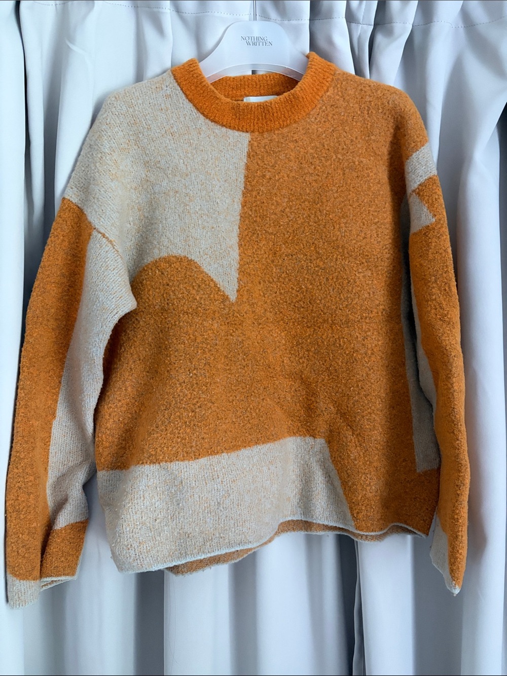 Weekday Orange and Cream Graphic Crewneck Sweater